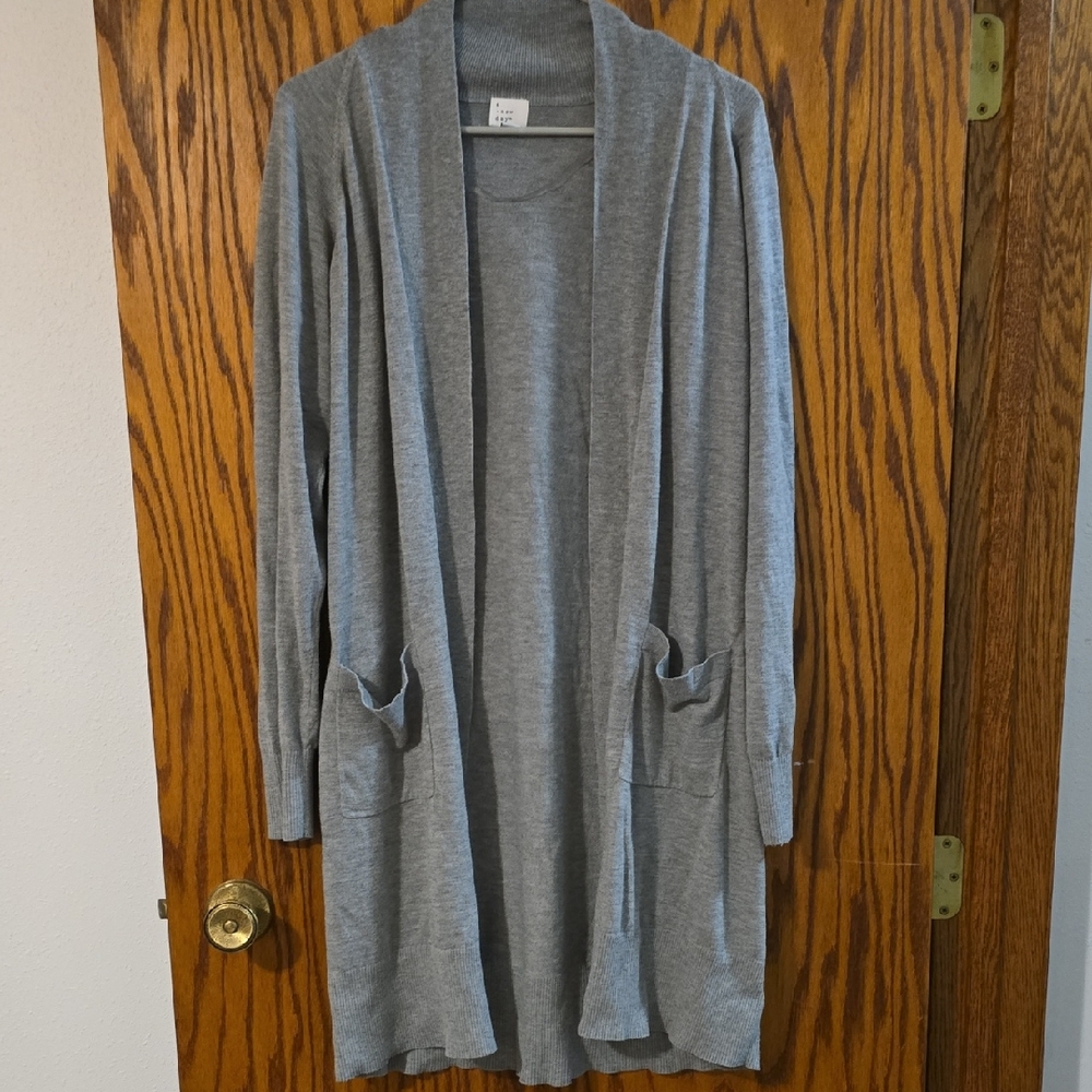 a new day Light Gray Open Cardigan